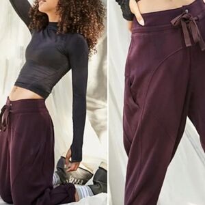Free People 100% Cotton Boho Athleisure Raisin Summit Scout Pants Size M